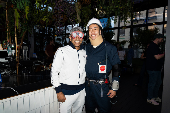 Wu, wearing AGNES, beside Kaleidoscope co-founder and Editor-in-Chief Mangesh Hattikudur